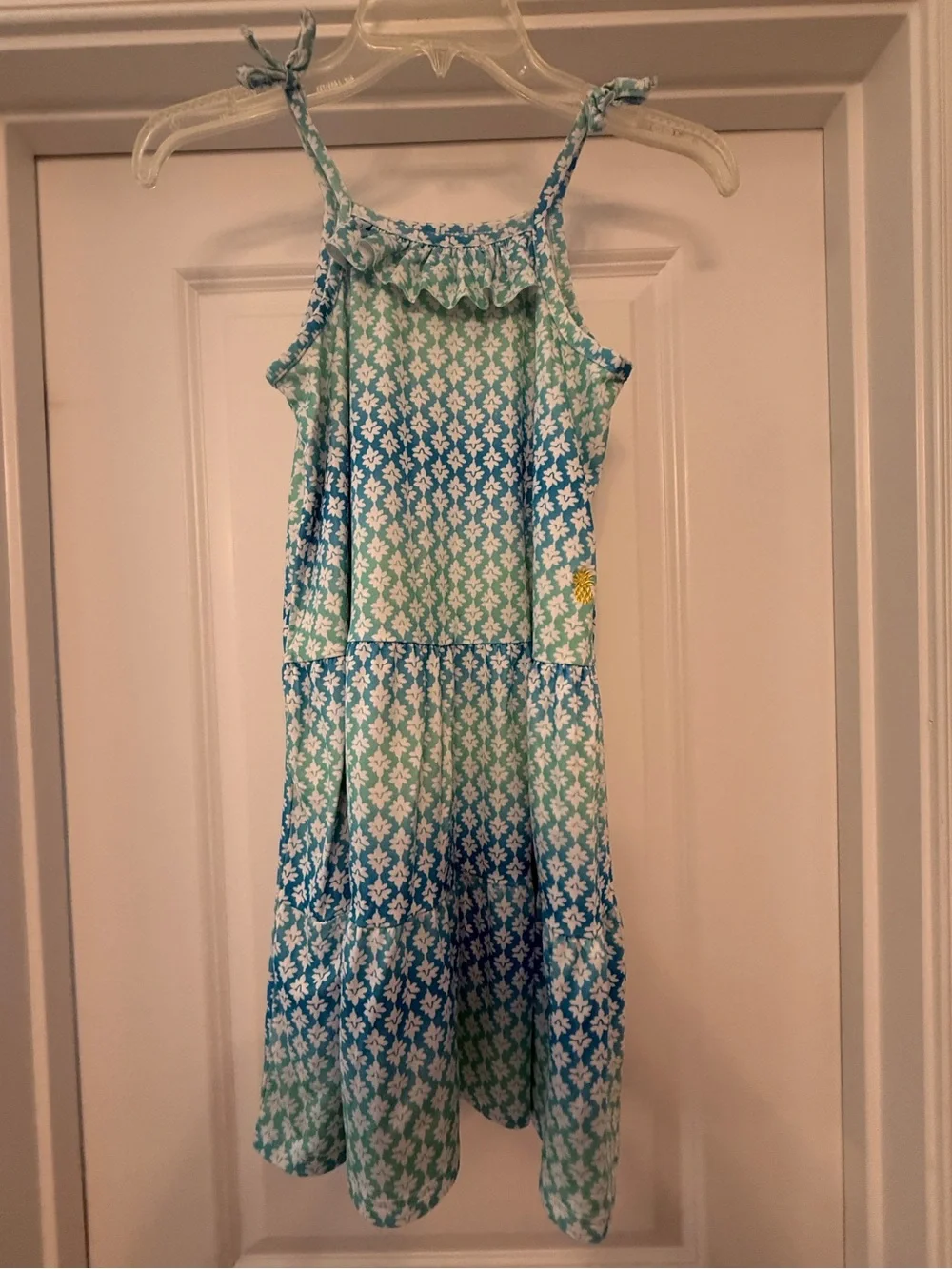 Tommy Bahama Girls Blue & Mint Green Floral Print Sundress